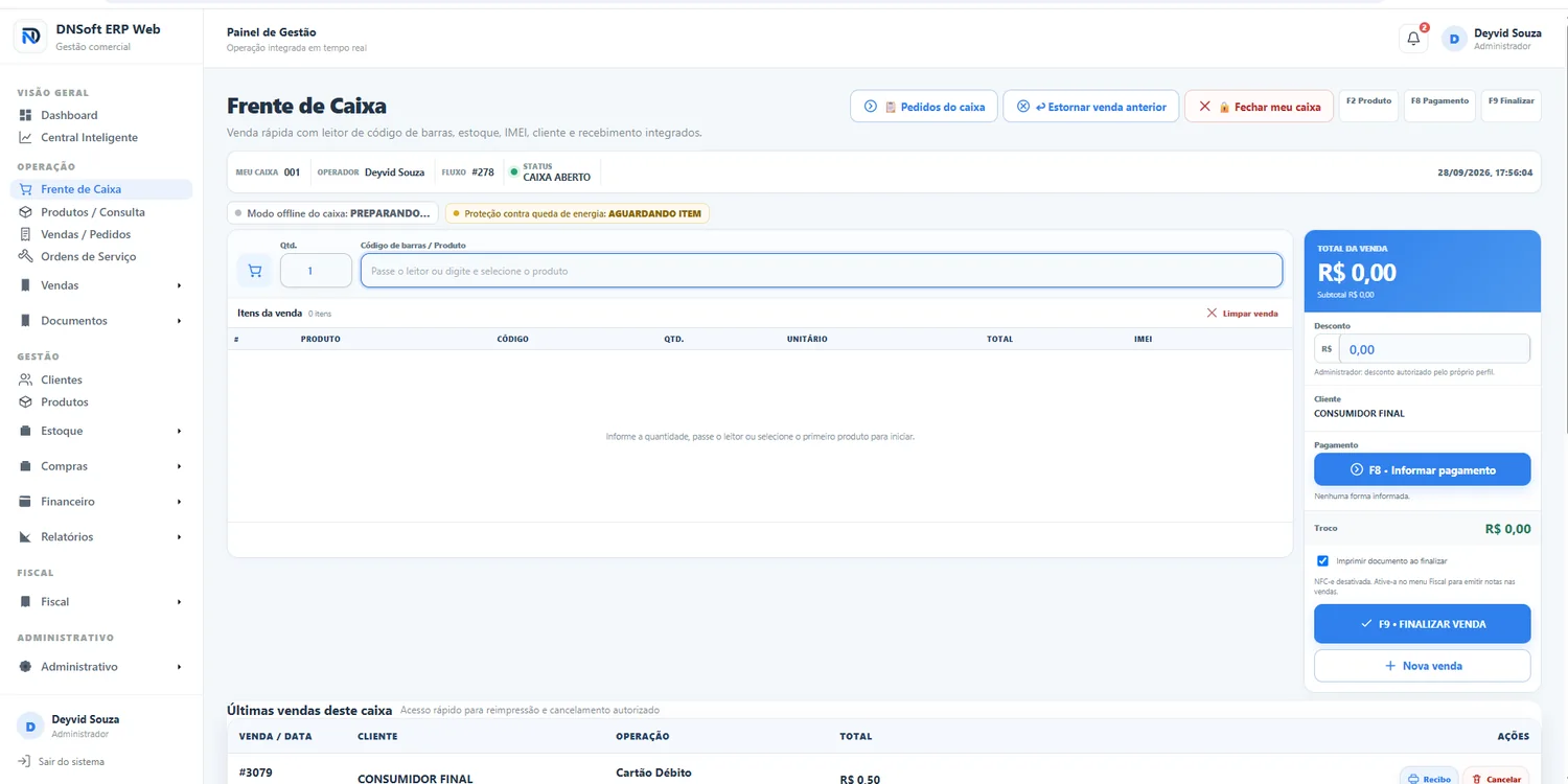 Frente de Caixa DNSoft